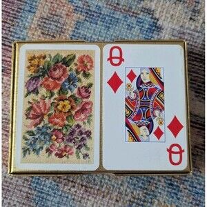 Piatnik Austria Tapestry Deck Playing Cards Bridge Vintage 50's Print Two Decks